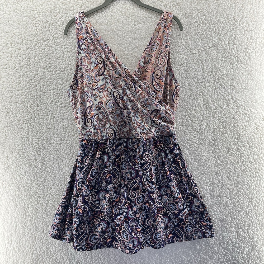 Lands' End Women‎ Tummy Control Surplice Wrap Swimdress Size 18W Multicolored